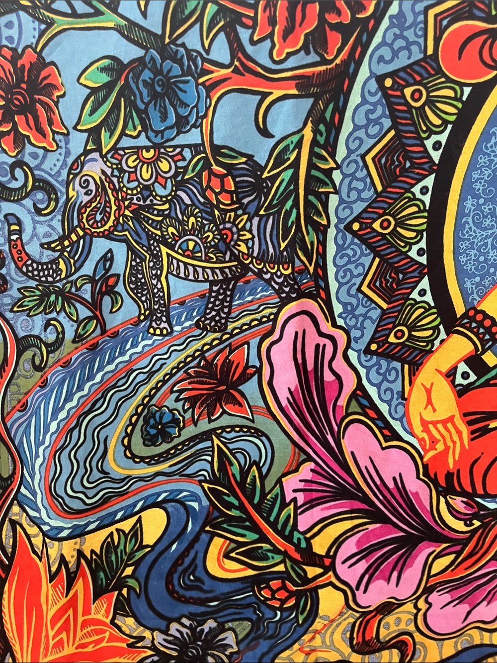 Vibrant Lotus Buddha Tapestry Wall Art in Multicolor - Picture 6 of 9
